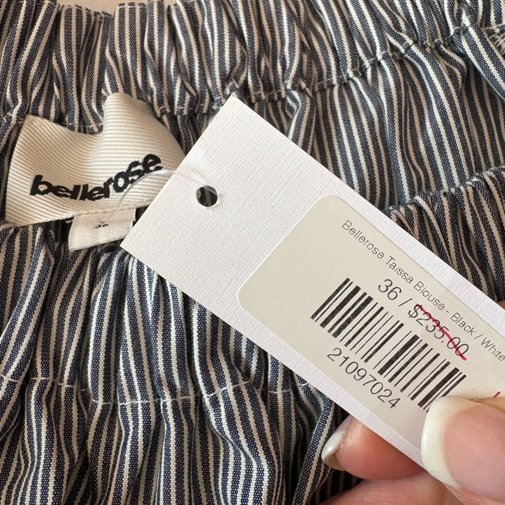 Bellerose Taissa Blouse In Black / White Stripe Size 36 Brand New With Tags! — image 5 of 8